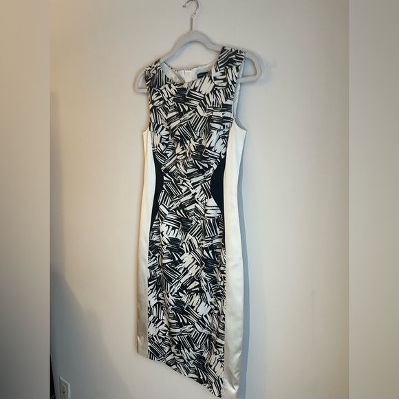 Karen Millen Graphic Monochrome Sheath Dress | US 8 /Uk 12| Black & White Pencil - Picture 3 of 7